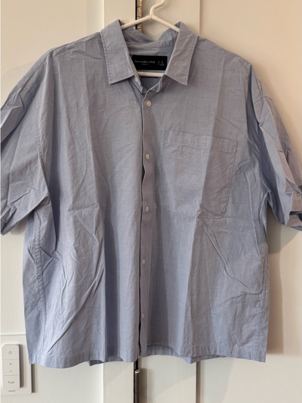 Abercrombie & Fitch Cropped Button-Up Shirt Light Blue
